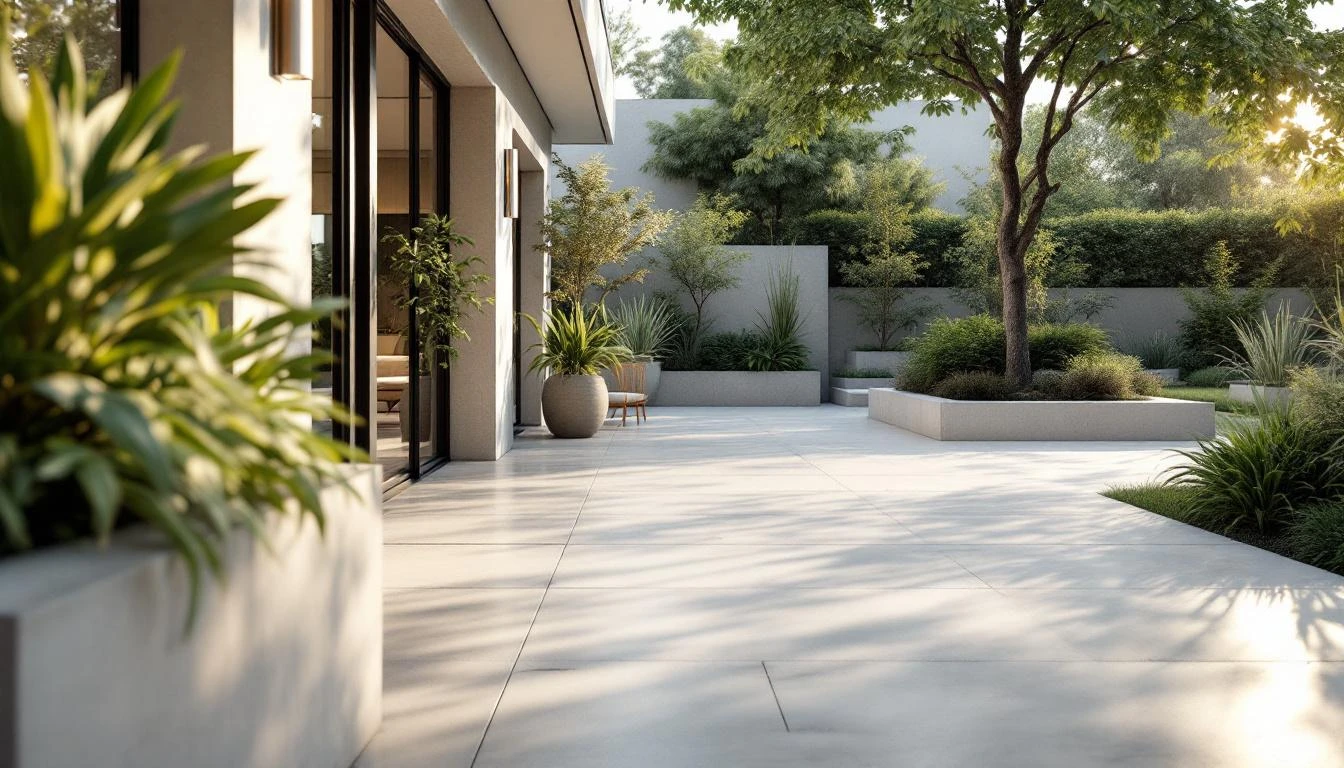 Dalle terrasse béton fibré lisse résistante fissures pour espaces extérieurs esthétiques