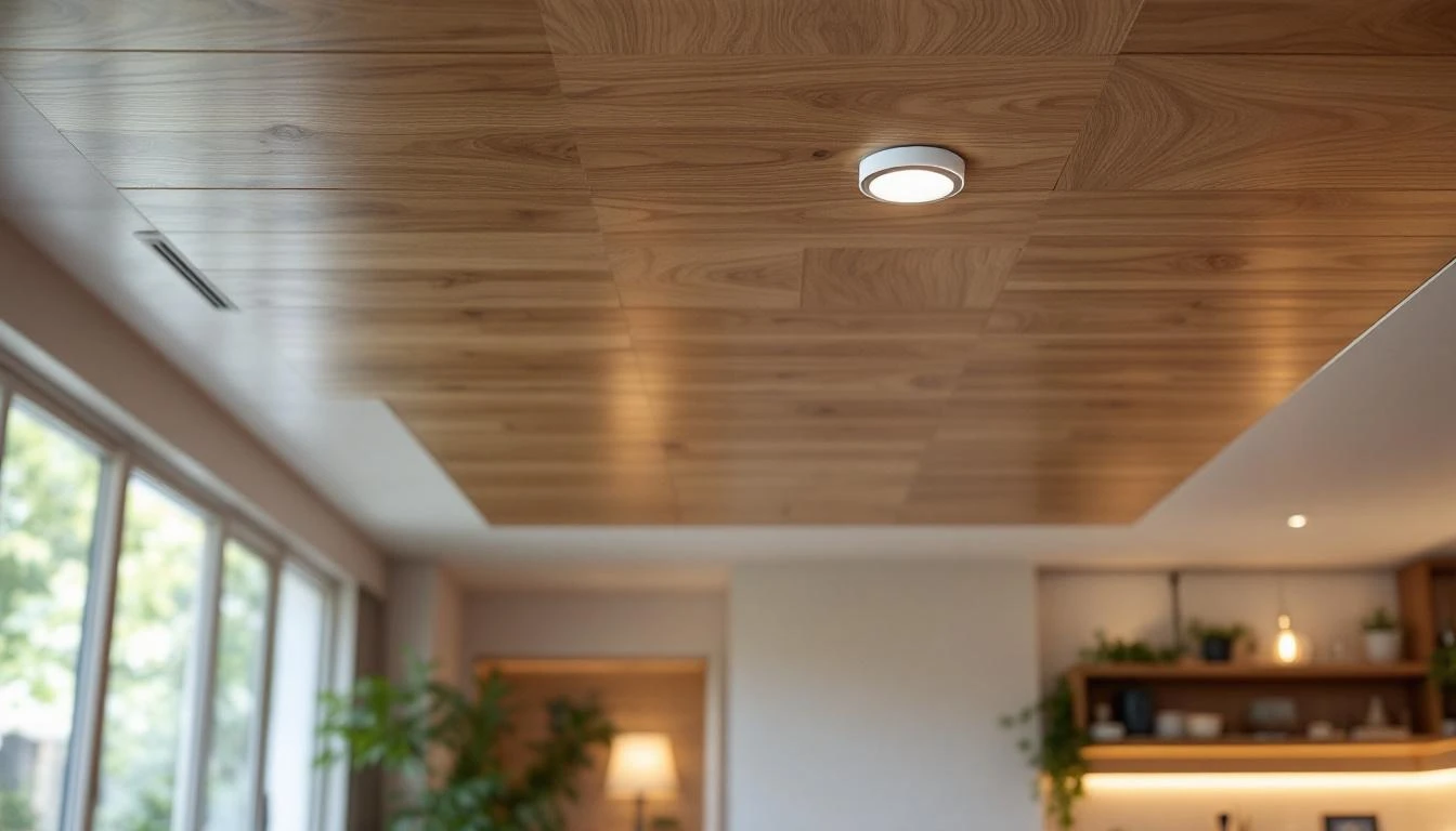 Détecteur fumée intégré déco intérieure moderne, sécurité maison confortable
