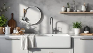 Évier cuisine débouché avec astuces naturelles bicarbonate vinaigre, design intérieur clean
