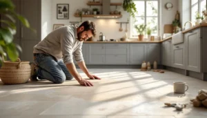 Pose de carrelage sur carrelage existant lors d'une rénovation de cuisine