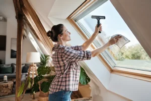 Nettoyage Velux intérieur avec produits naturels pour esthétique optimale