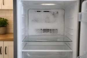 Accumulation de givre sur l'évaporateur d'un réfrigérateur combiné bloquant la circulation d'air froid