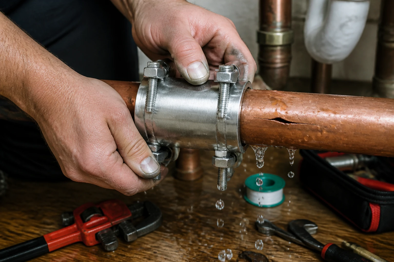 Colmater une fuite d&rsquo;eau sous pression : le guide terrain